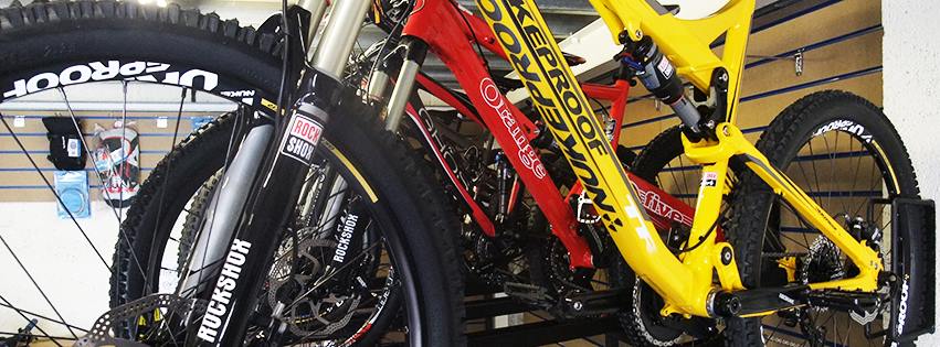Our brands lined up, Ghost, Orange and Nukeproof