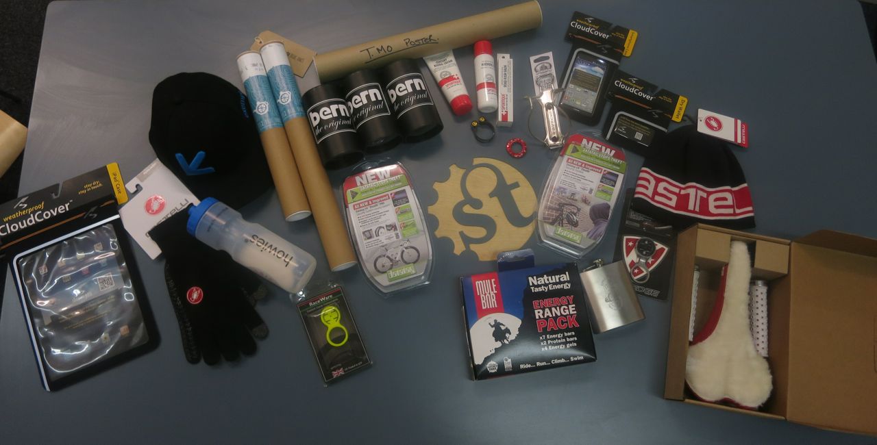 A table load of schwag