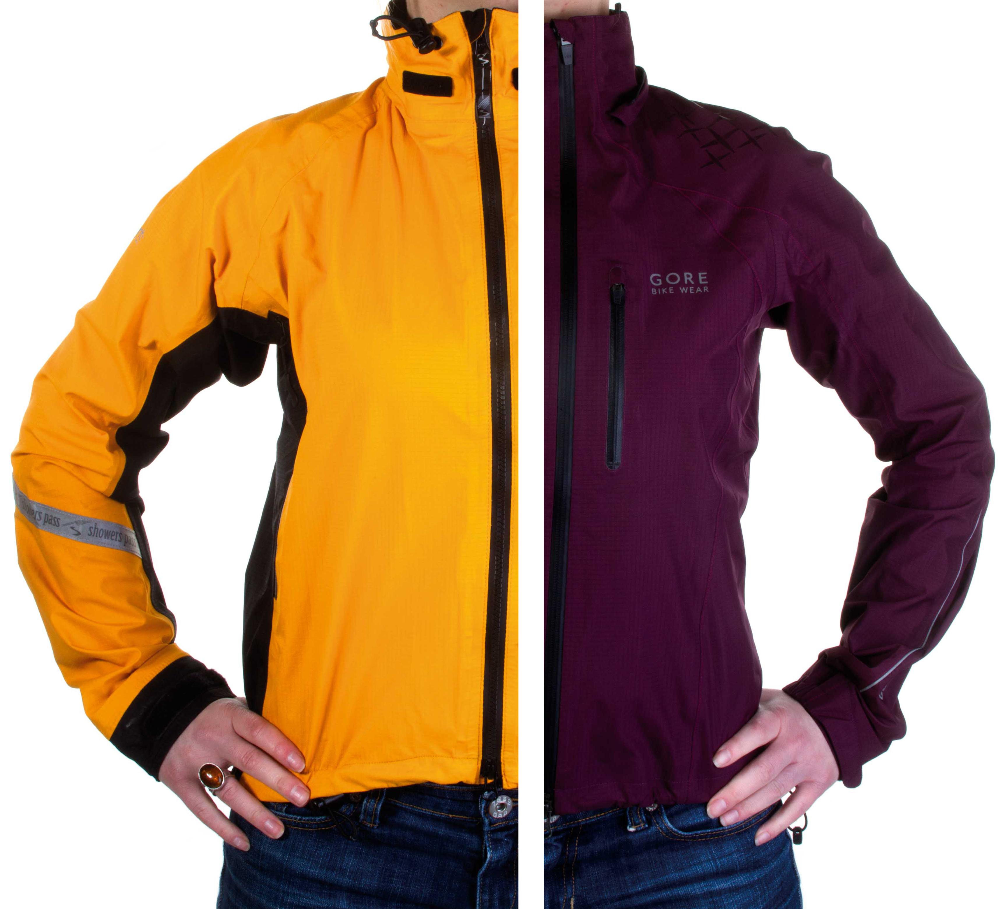 Showers Pass Elite 2.1 jacket and Gore Bike Wear Alp-X 2.0 Gore-Tex Active Lady jacket