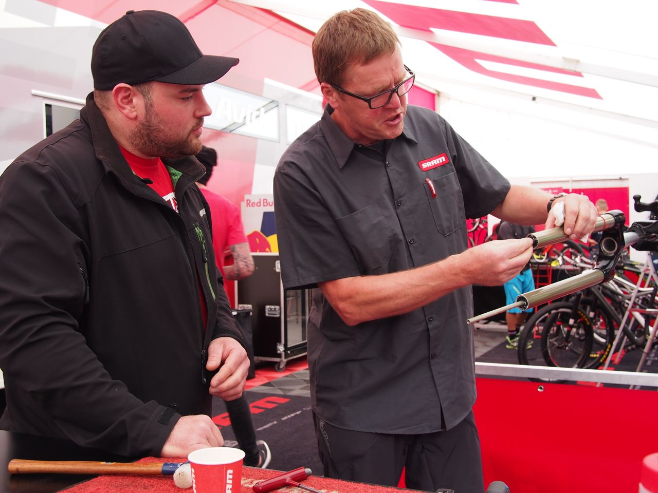 Tim Flooks gives a tutorial in fork servicing