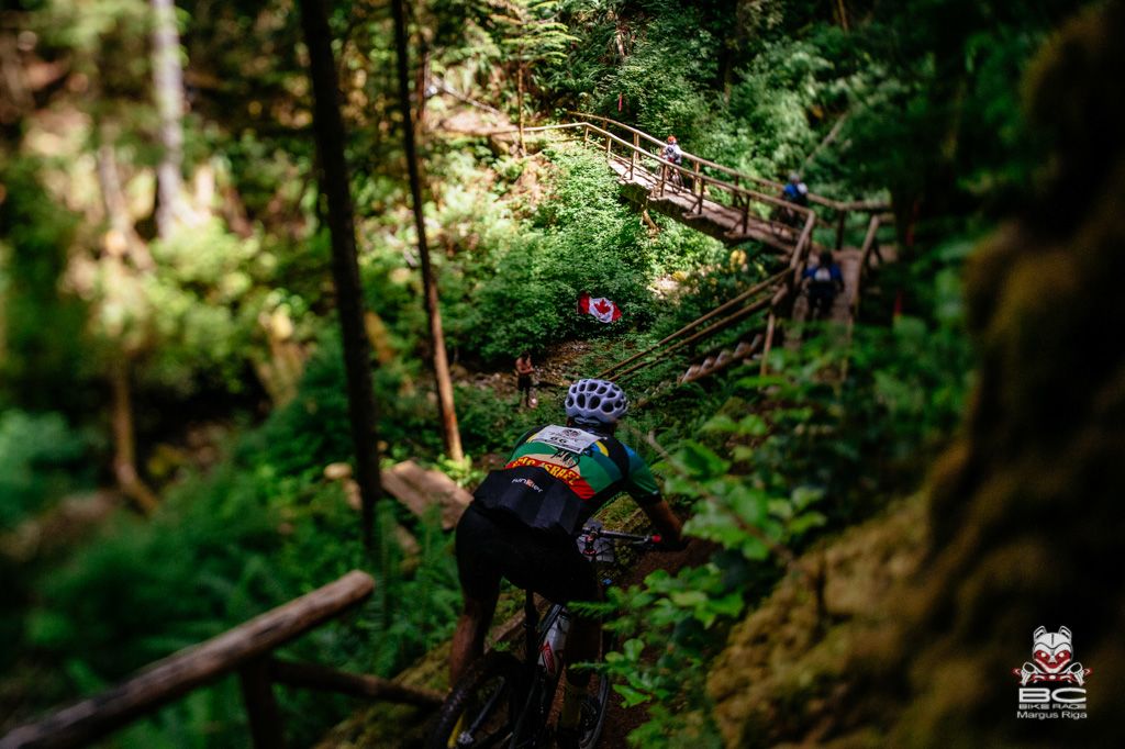 Dropping into the trail before the new Aloha trail section. Raz Dana