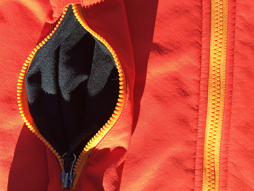 Fleecy handwarmer pockets.