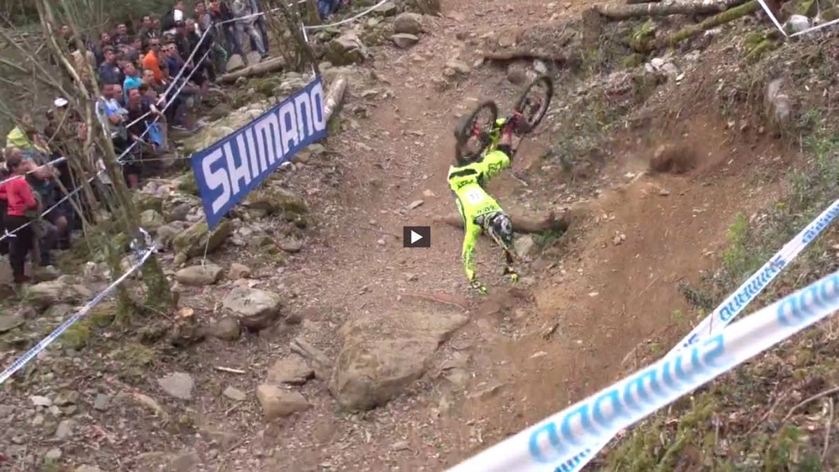 The Lourdes UCI World Cup DH, via the medium of crash