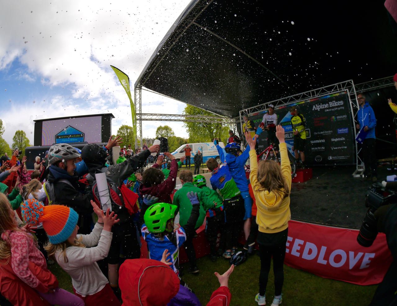 The kids were loving the champagne showers