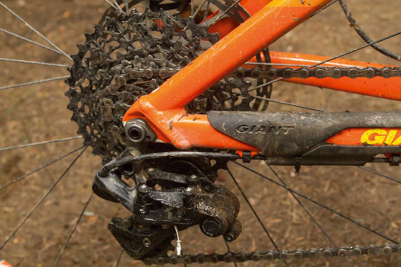 Moulded chainstay protector.