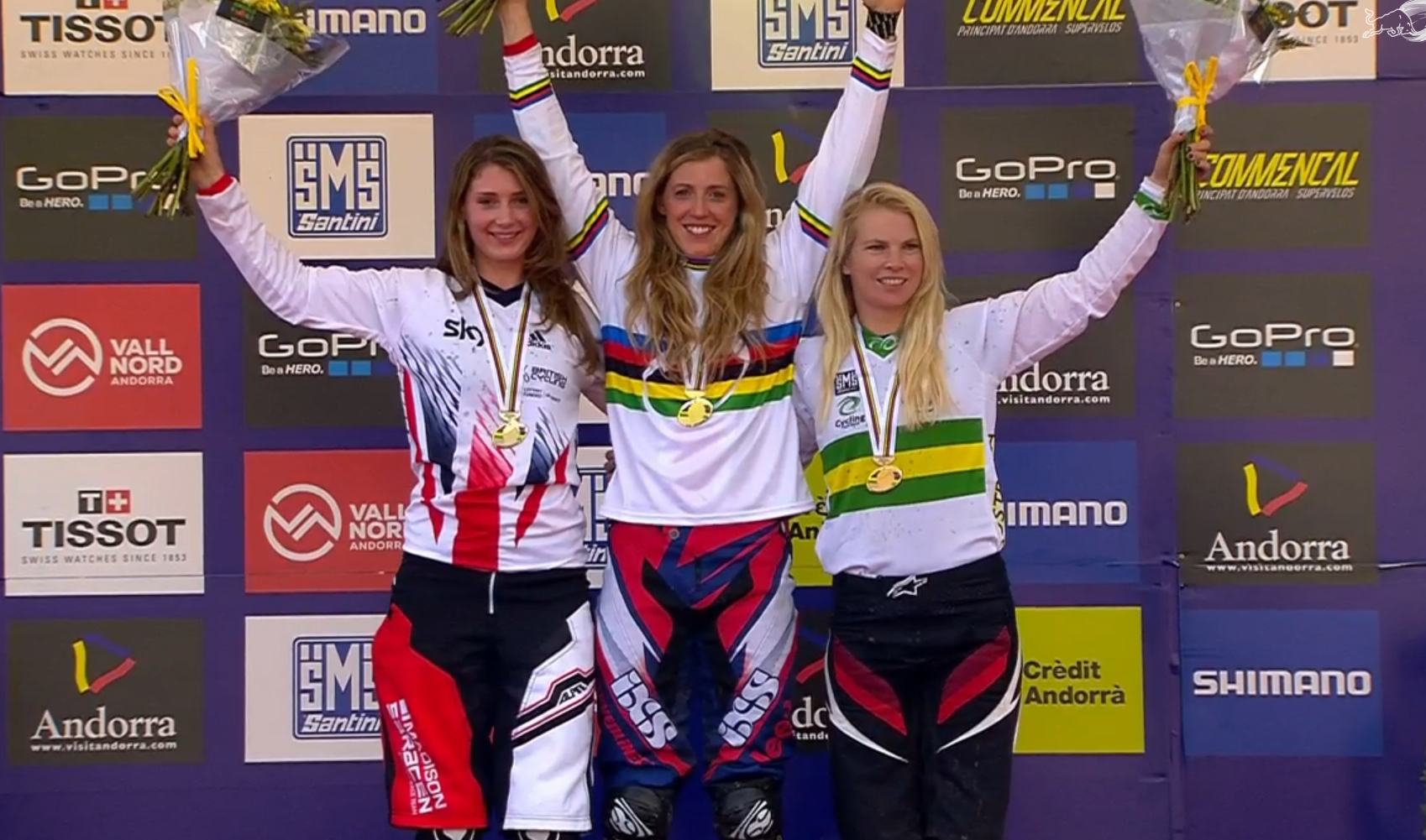 Manon Carpenter, Rachel Atherton and Tracey Hannah made the podium