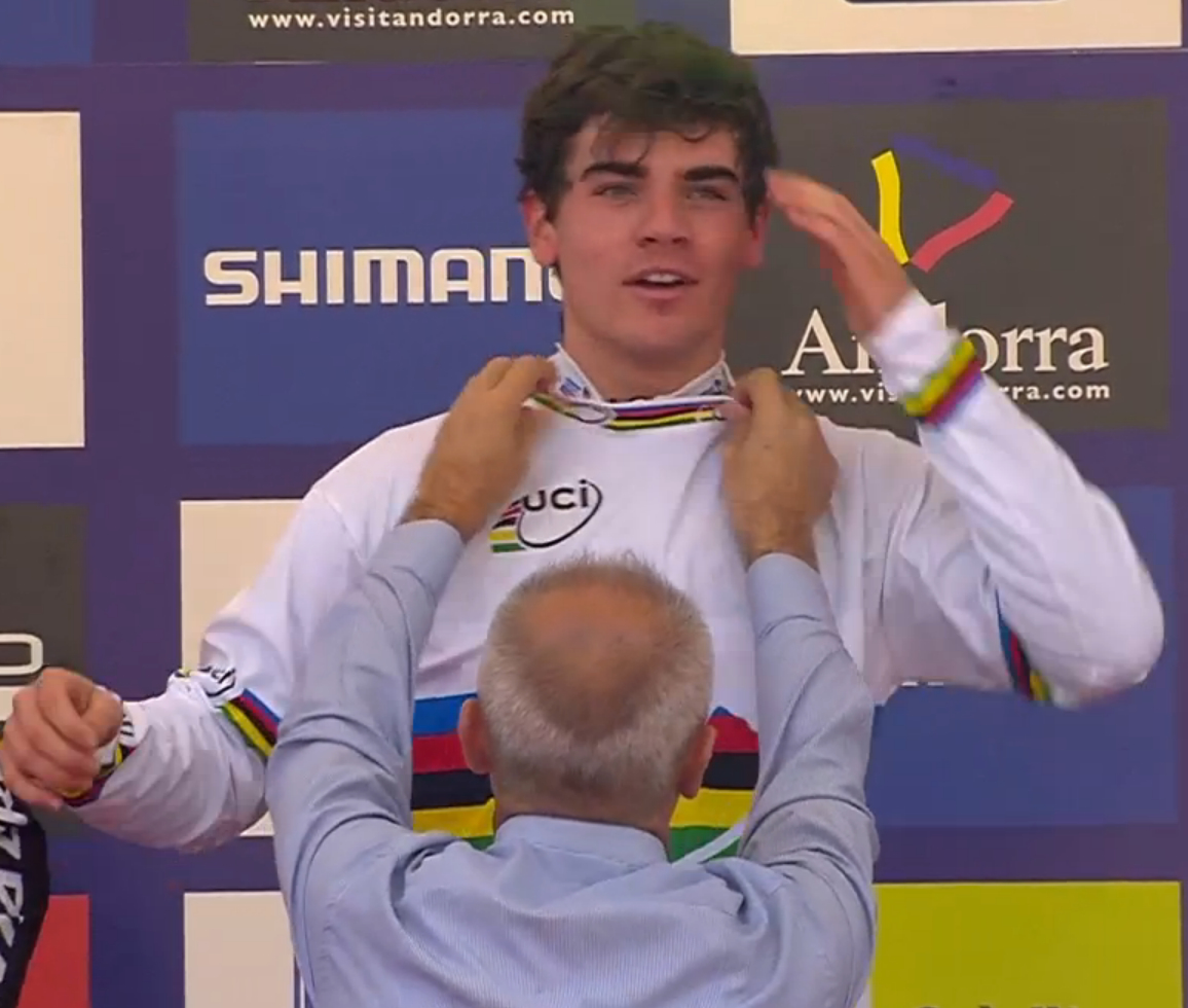 Bruni acquired the coveted rainbow jersey in Vallnord earlier this year