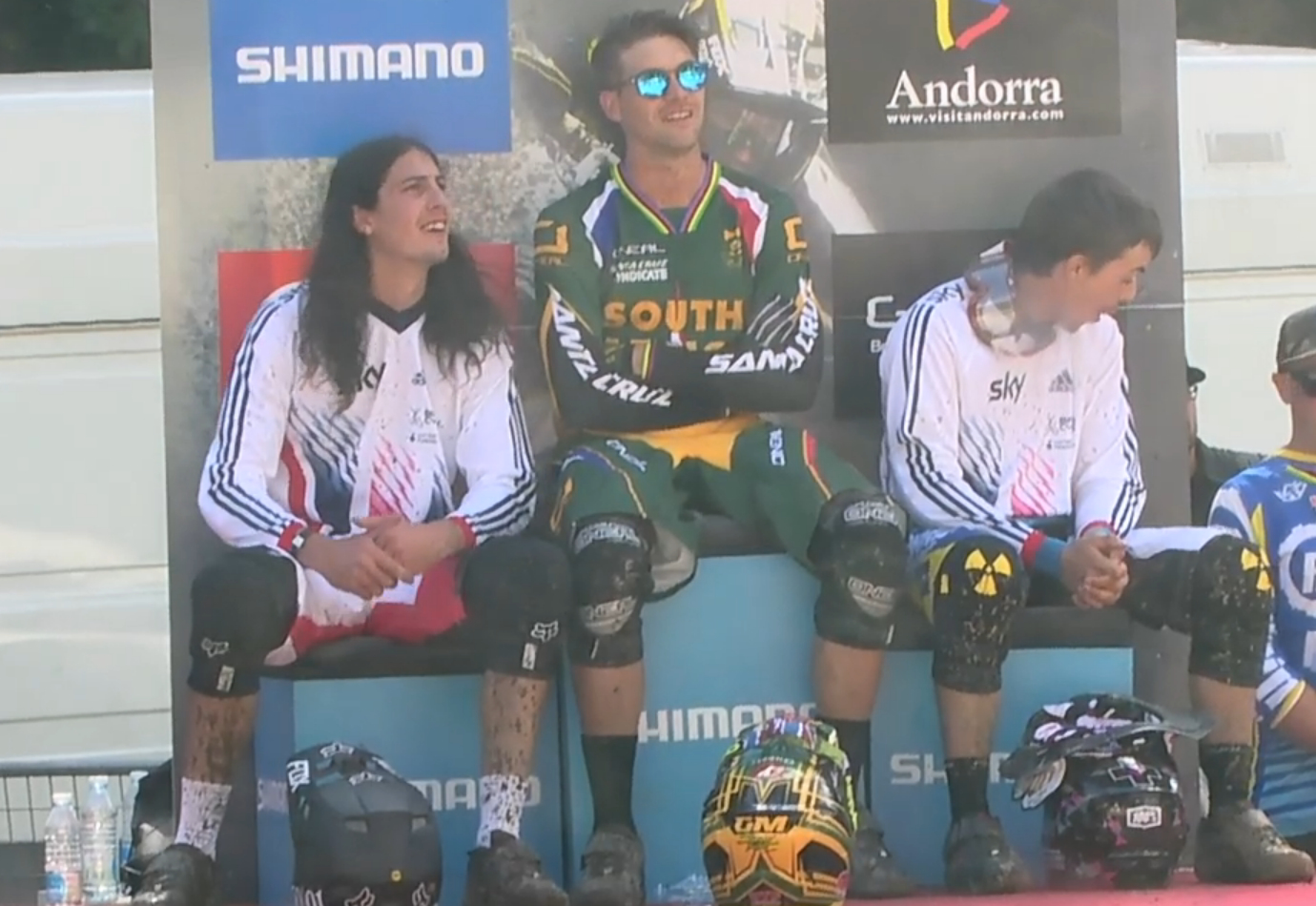 The Santa Cruz buddies watch on as Bruni takes top spot