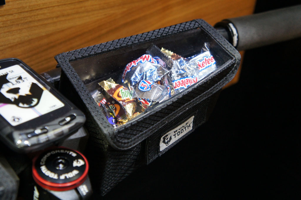 Trouble remembering to eat? Wolf Tooth's bar bag makes it hard to forget. (And the Velcro/magnetic closure was oddly satisfying.)