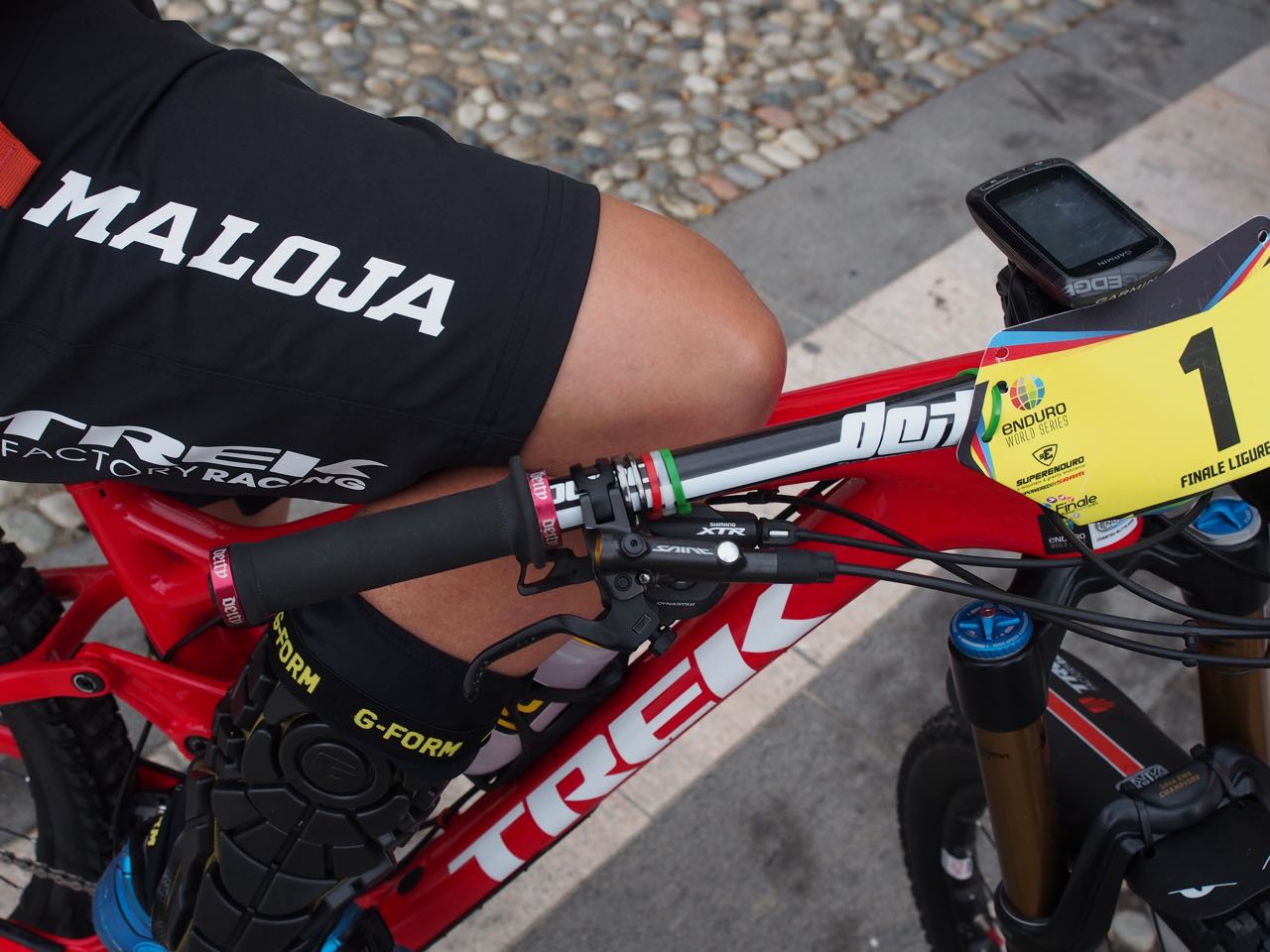 A bit of Italian flair from James Richards on Tracy Moseley's bike