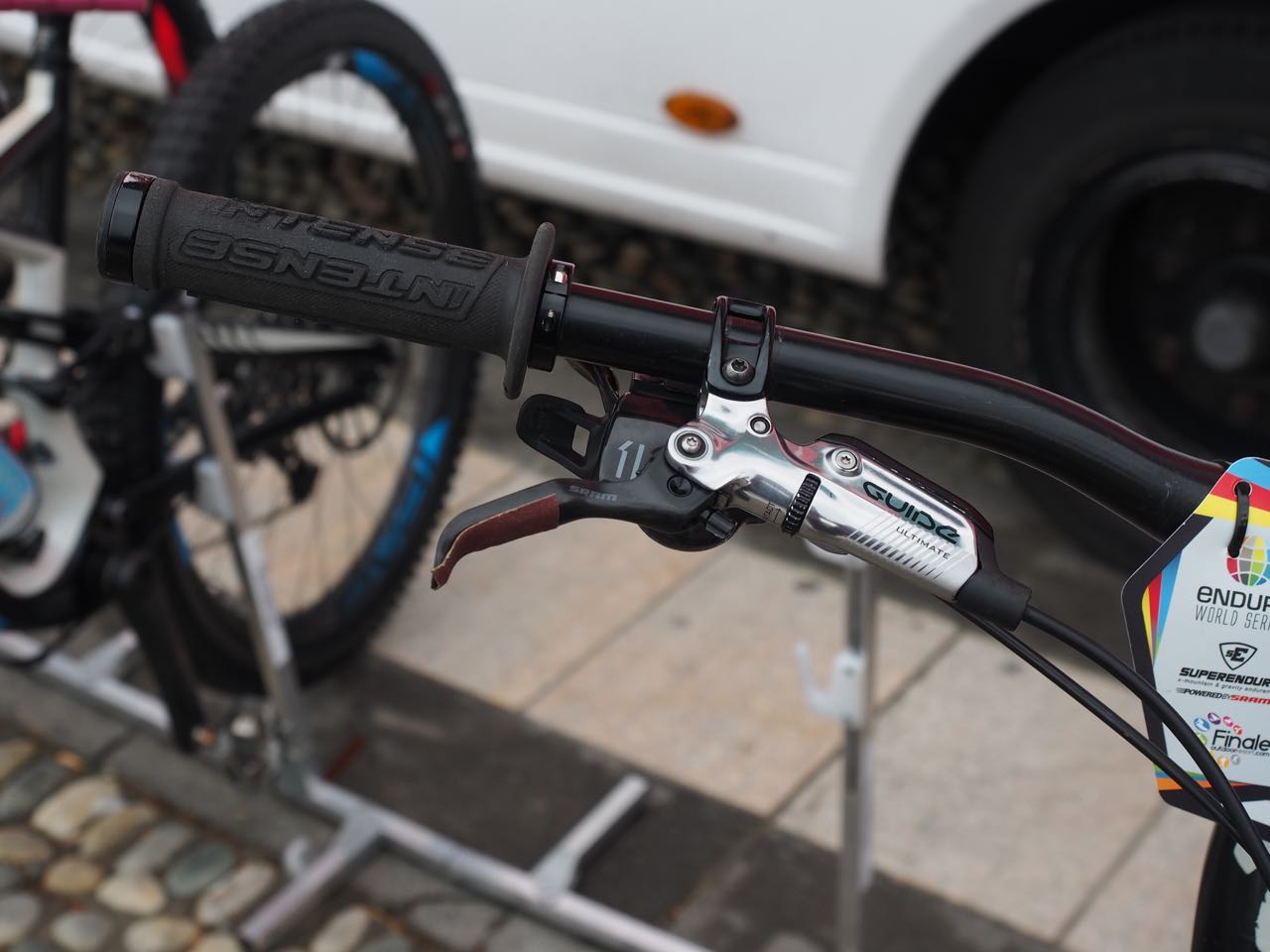 Curtis anticipating a wet day has gone for more grip on his brake levers