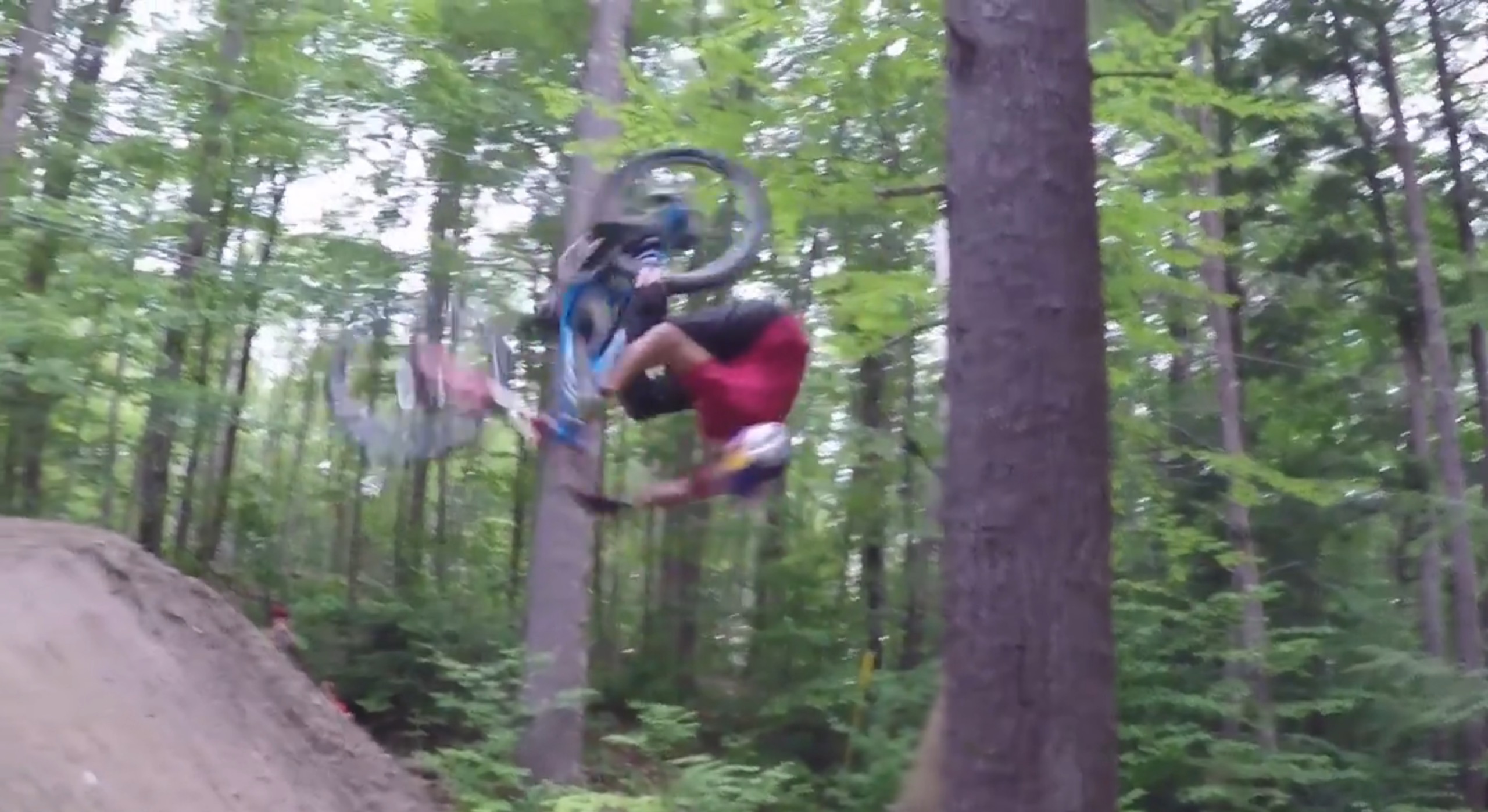 Aaron Chase rides into a tree – with style