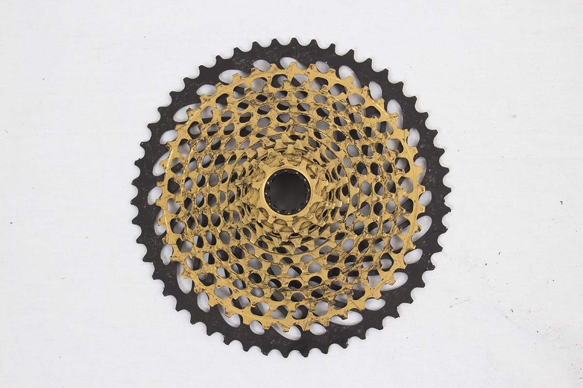 12 speed sram eagle gold cassette wear worn grease dirt