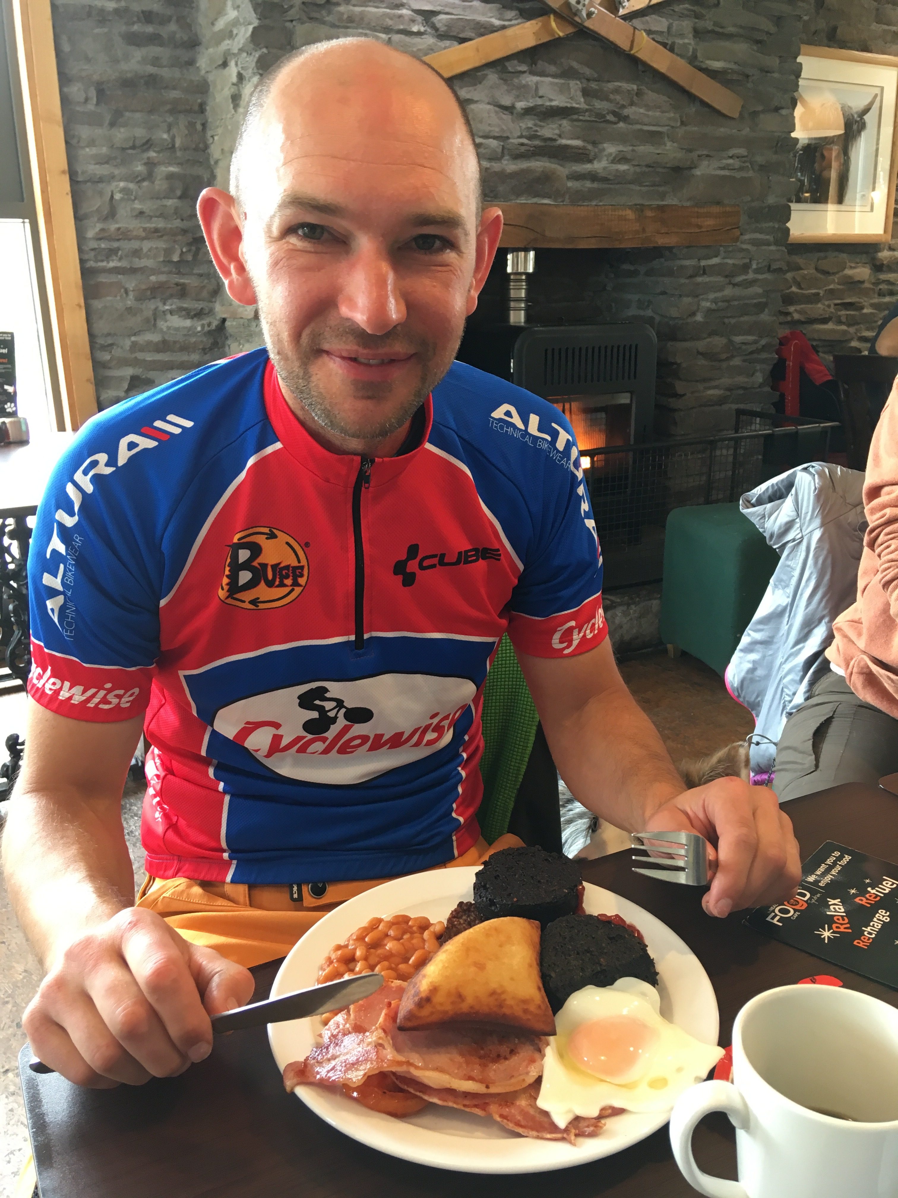 We can't believe Chris Hope did the entire 550 miles on a single fried breakfast!