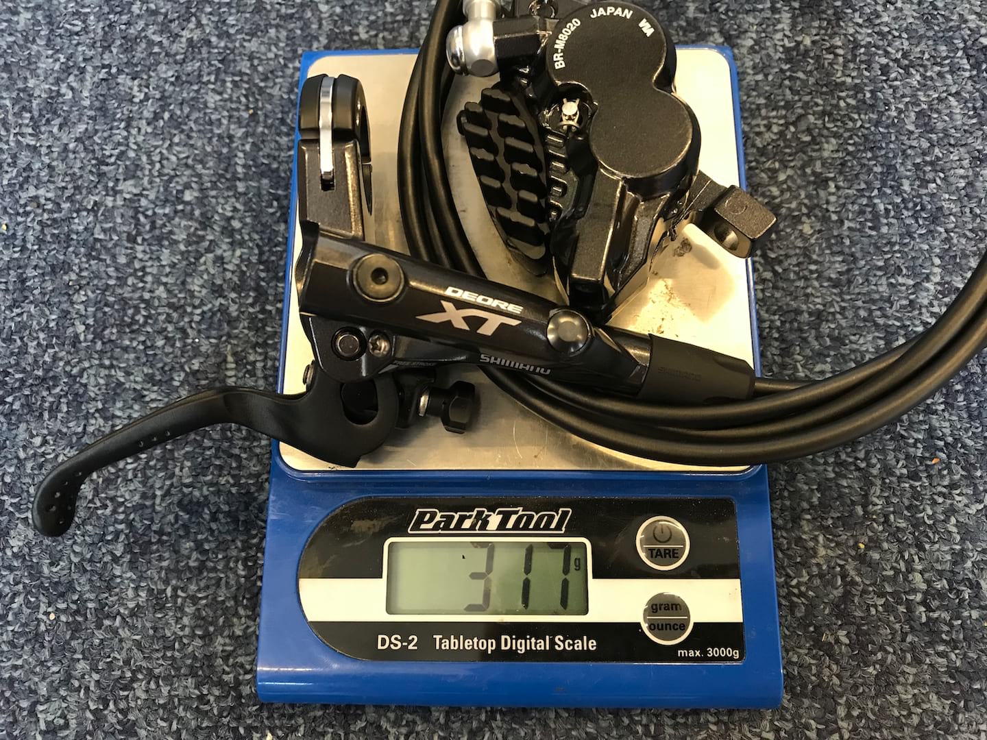 shimano deore xt 4-piston brake pads scales weight