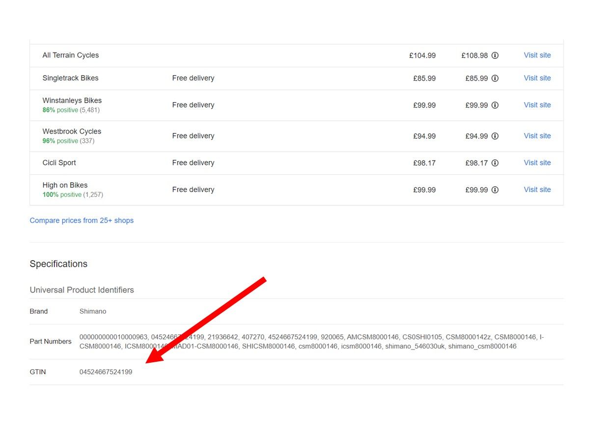google shopping for bike parts