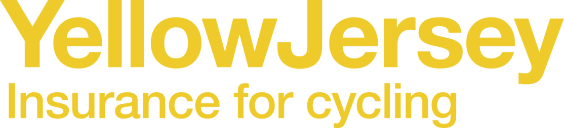 Logo of Yellow Jersey Insurance for cycling, featuring a yellow font on a green background.