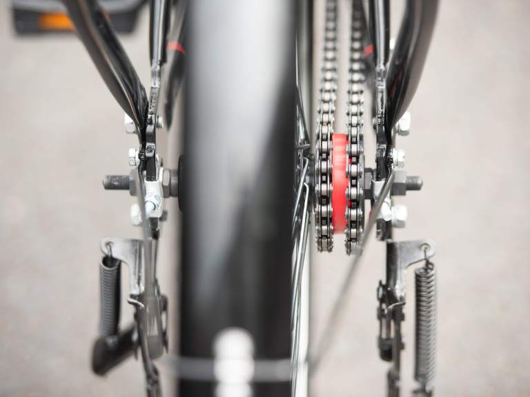 The steel Buffalo Bike S2 has two chains, two speeds, one frame size